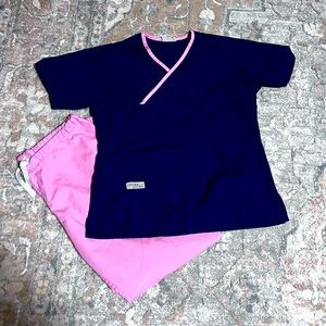 Urbane Scrub Set - Navy and Pink